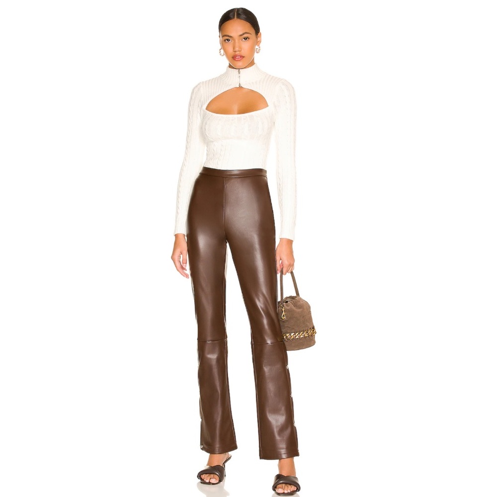 REVOLVE Superdown Paloma Buttoned Pant in Chocolate Brown